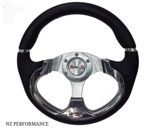 Volante Deportivo Negro Con Cromo