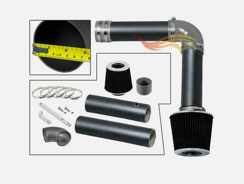 Kit de admisión de aire frío BCP RW GRIS para 04-08 Acura TL 3.2/3.5 y 05-08 RL 3.5 + filtro