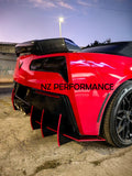 Difusor trasero a medida Chevrolet Corvette C7 negro piano 2014 2015 2016 2017 2018 2019