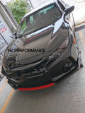Front lip Vortex NZ Honda Civic negro piano 2016 2017 2018 2019 2020 2021
