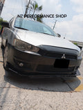 Front lip Shark 3 piezas Mitsubishi Lancer negro piano 2007 2008 2009 2010 2011 2012 2013 2014 2015 2016 2017