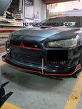 Splitter frontal a medida Mitsubishi Lancer negro piano 2007 2008 2009 2010 2011 2012 2013 2014 2015 2016 2017