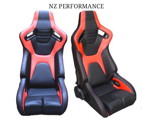 Asientos Deportivos Vinipiel Negro Con Rojo