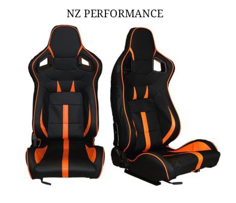 Asientos Deportivos Vinipiel Negro Con Naranja